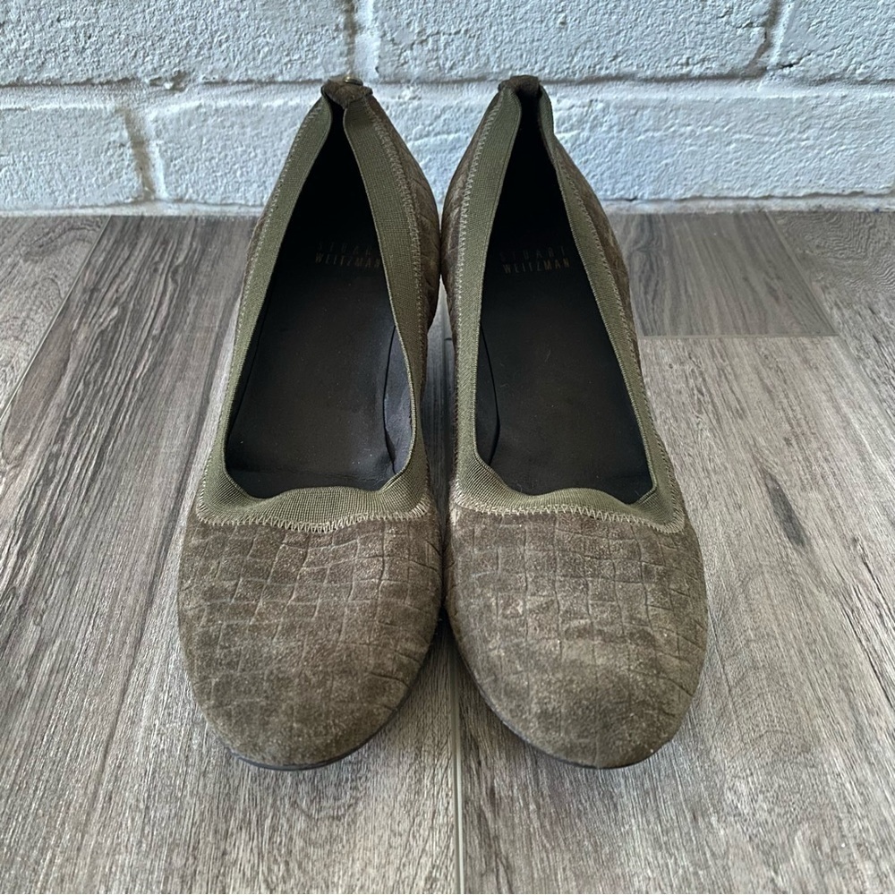 Stuart Weitzman Green Leather Wedge Heels Shoes Women’s Size 9 N - Picture 9 of 9